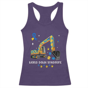 World Down Syndrome Awareness Day Bulldozer Racerback Tank Top TS02 Purple Print Your Wear