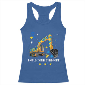 World Down Syndrome Awareness Day Bulldozer Racerback Tank Top TS02 Royal Blue Print Your Wear