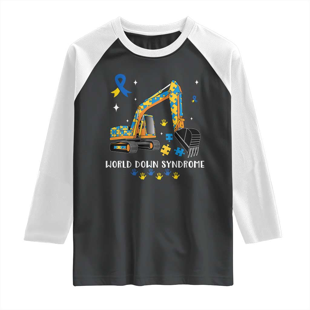 World Down Syndrome Awareness Day Bulldozer Raglan Shirt TS02 Black White Print Your Wear