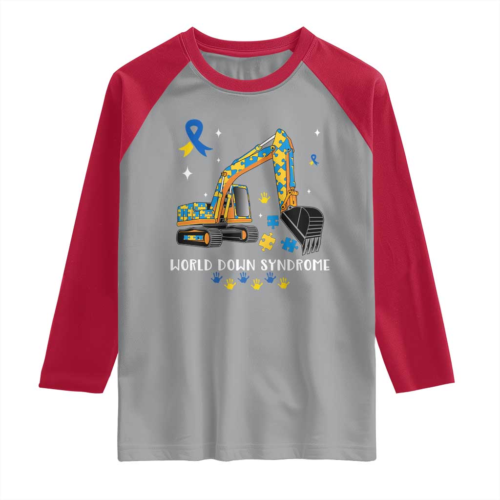 World Down Syndrome Awareness Day Bulldozer Raglan Shirt TS02 Sport Gray Red Print Your Wear