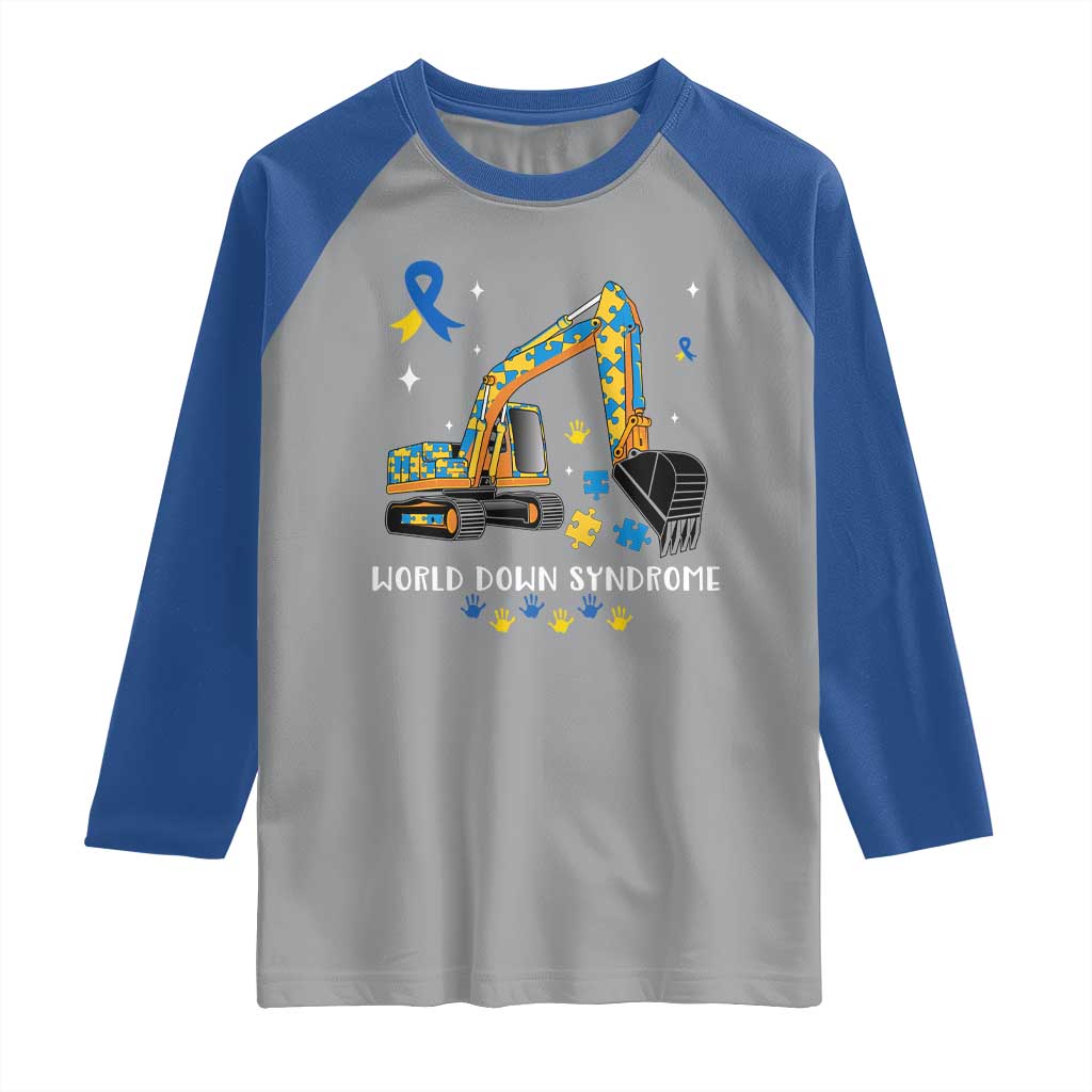 World Down Syndrome Awareness Day Bulldozer Raglan Shirt TS02 Sport Gray Royal Print Your Wear
