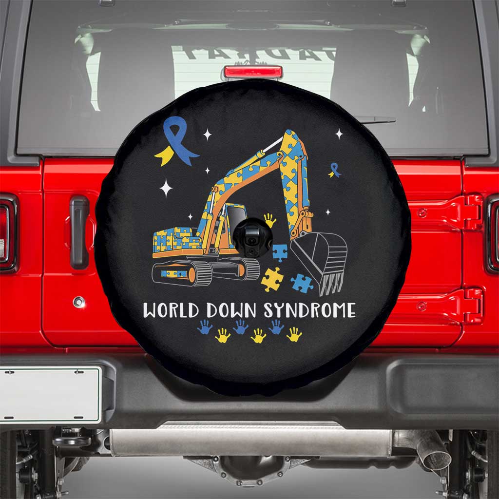 World Down Syndrome Awareness Day Bulldozer Spare Tire Cover TS02 Black Print Your Wear