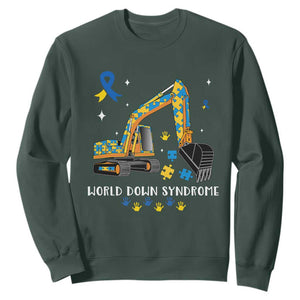 World Down Syndrome Awareness Day Bulldozer Sweatshirt TS02 Dark Forest Green Print Your Wear