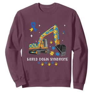 World Down Syndrome Awareness Day Bulldozer Sweatshirt TS02 Maroon Print Your Wear