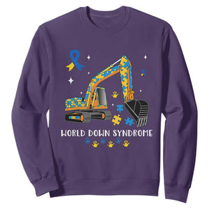 World Down Syndrome Awareness Day Bulldozer Sweatshirt TS02 Purple Print Your Wear