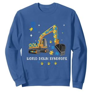 World Down Syndrome Awareness Day Bulldozer Sweatshirt TS02 Royal Blue Print Your Wear