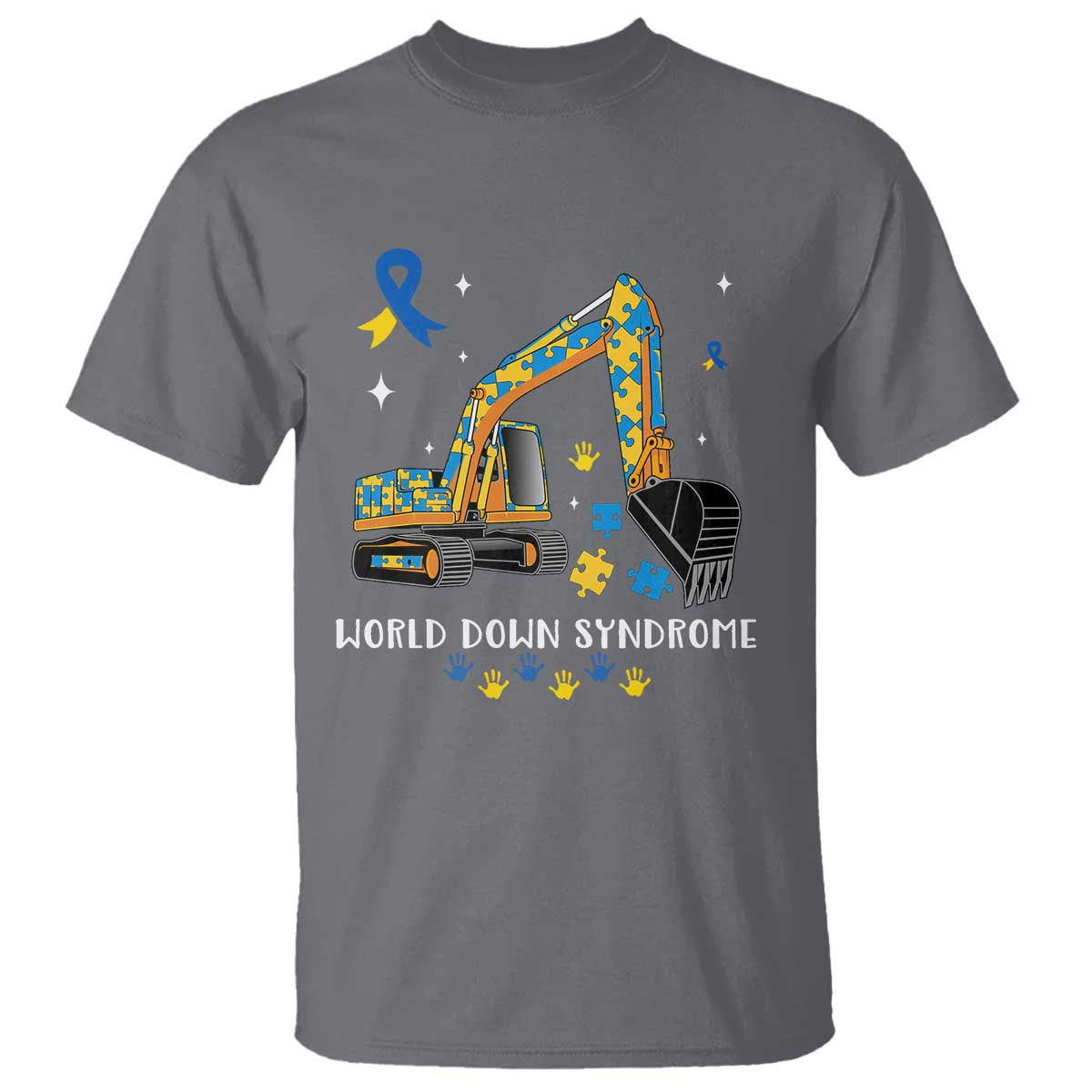 World Down Syndrome Awareness Day Bulldozer T Shirt TS02 Charcoal Print Your Wear