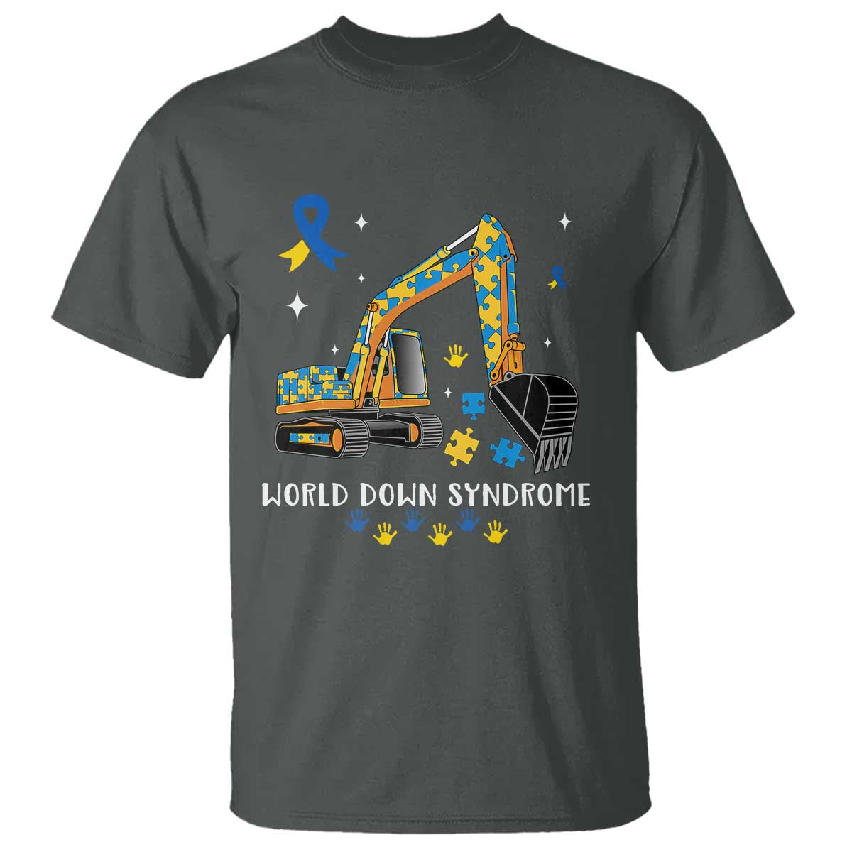 World Down Syndrome Awareness Day Bulldozer T Shirt TS02 Dark Heather Print Your Wear