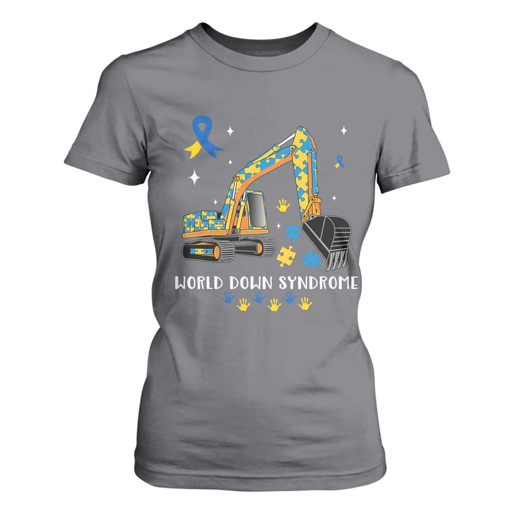 World Down Syndrome Awareness Day Bulldozer T Shirt For Women TS02 Charcoal Print Your Wear