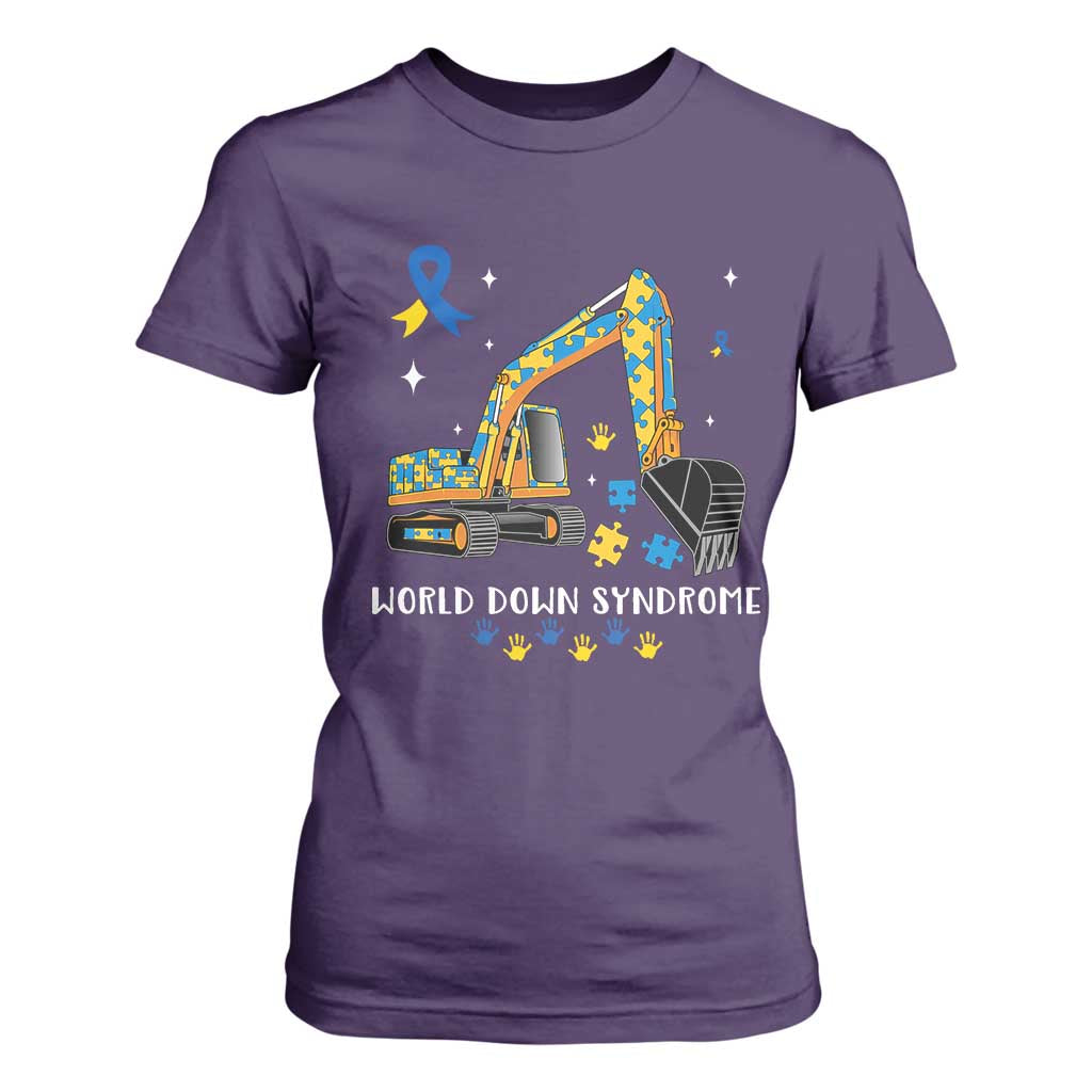 World Down Syndrome Awareness Day Bulldozer T Shirt For Women TS02 Purple Print Your Wear