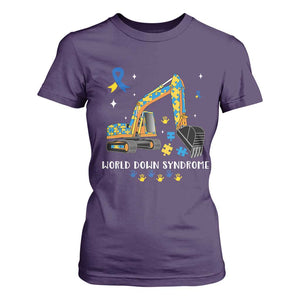 World Down Syndrome Awareness Day Bulldozer T Shirt For Women TS02 Purple Print Your Wear