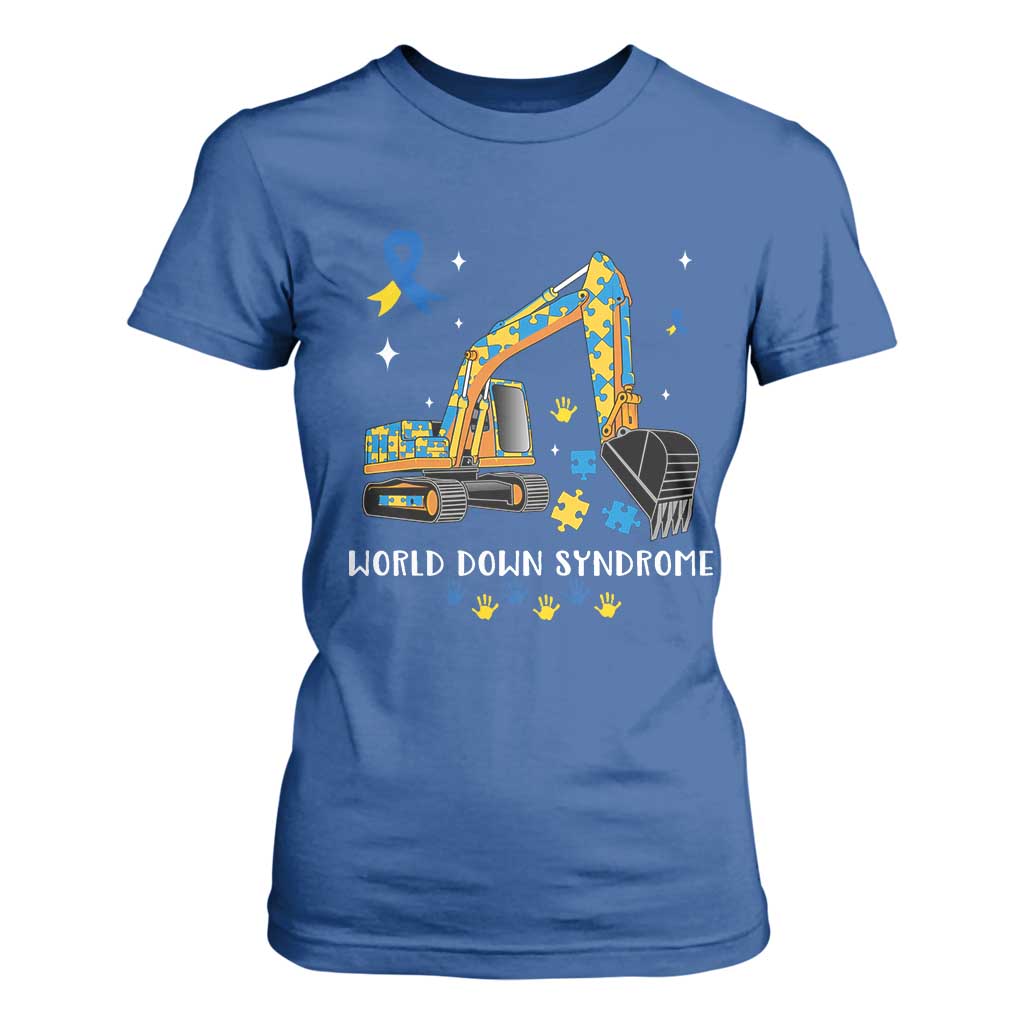 World Down Syndrome Awareness Day Bulldozer T Shirt For Women TS02 Royal Blue Print Your Wear