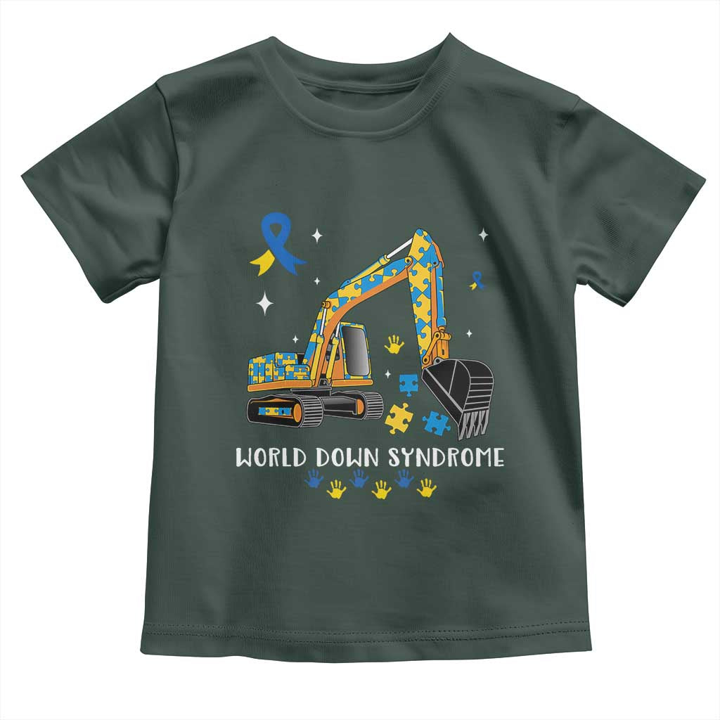 World Down Syndrome Awareness Day Bulldozer Toddler T Shirt TS02 Dark Forest Green Print Your Wear