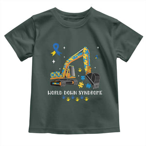 World Down Syndrome Awareness Day Bulldozer Toddler T Shirt TS02 Dark Forest Green Print Your Wear