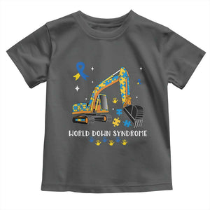 World Down Syndrome Awareness Day Bulldozer Toddler T Shirt TS02 Dark Heather Print Your Wear