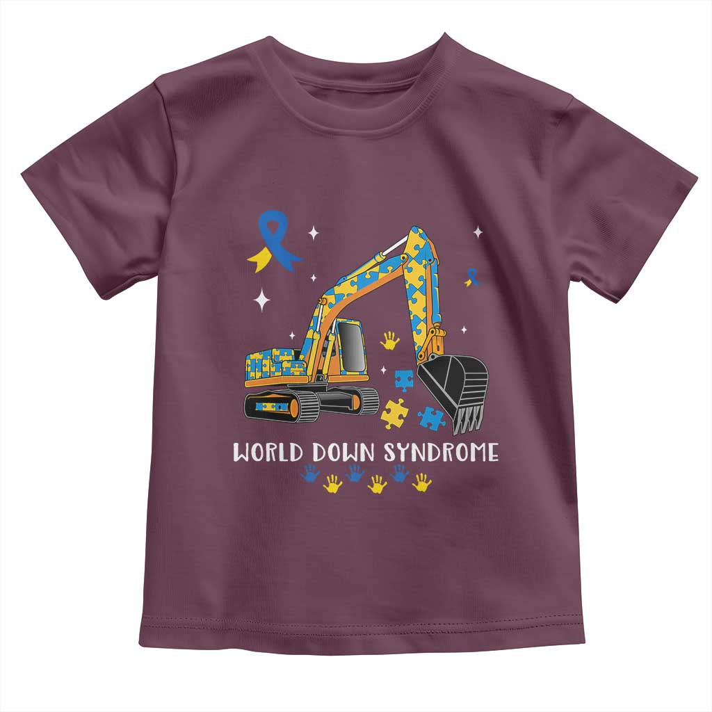 World Down Syndrome Awareness Day Bulldozer Toddler T Shirt TS02 Maroon Print Your Wear