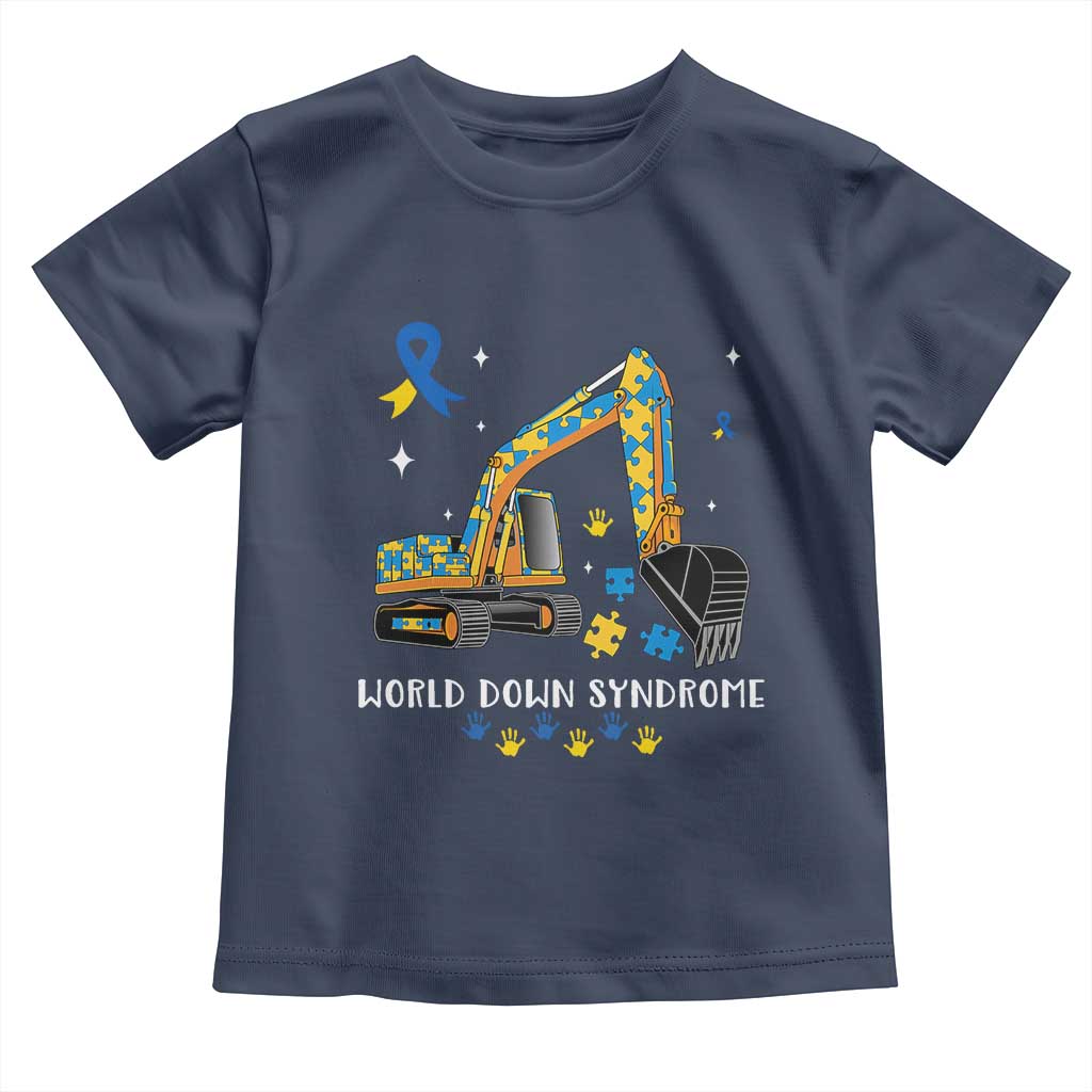 World Down Syndrome Awareness Day Bulldozer Toddler T Shirt TS02 Navy Print Your Wear