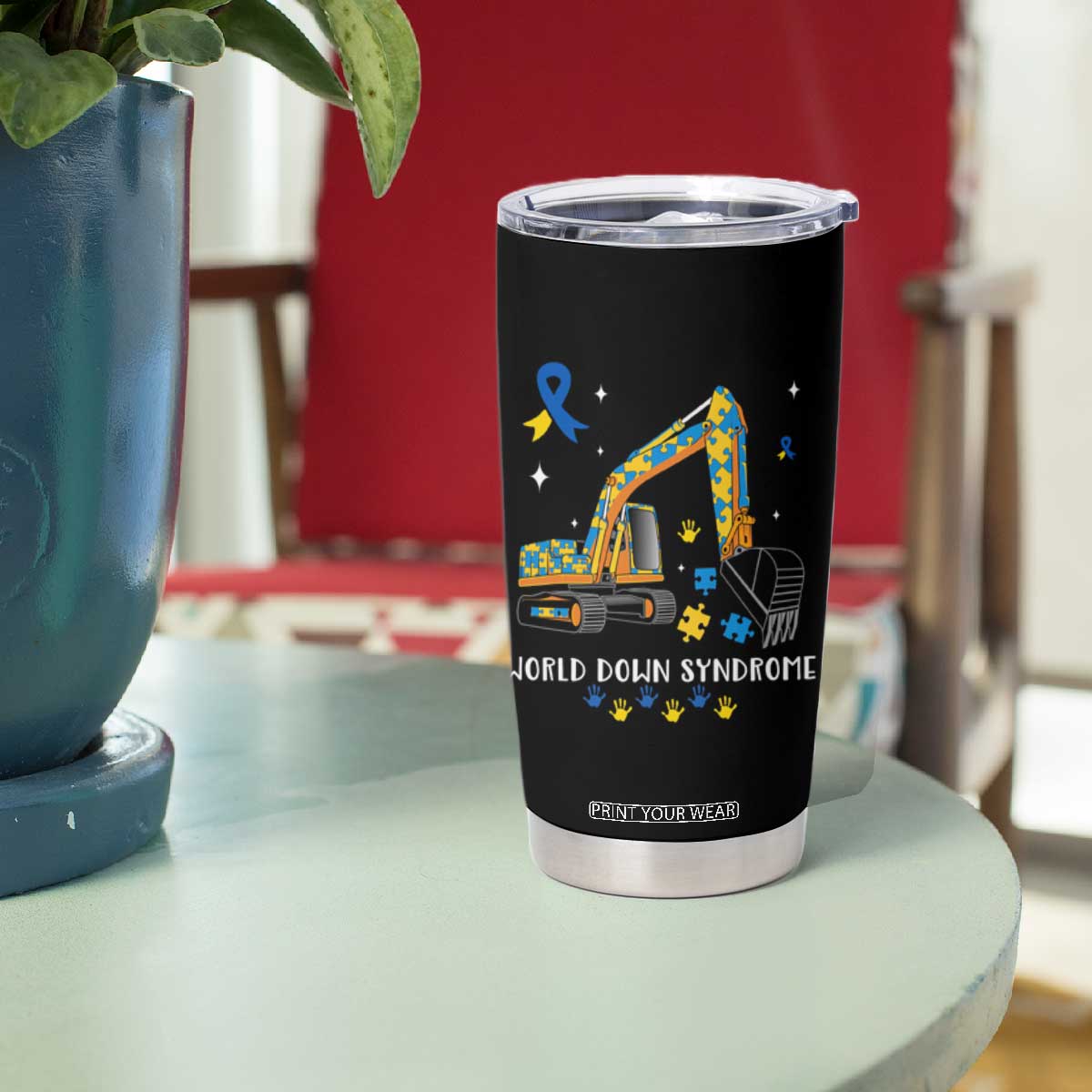 World Down Syndrome Awareness Day Bulldozer Tumbler Cup TS02 Print Your Wear