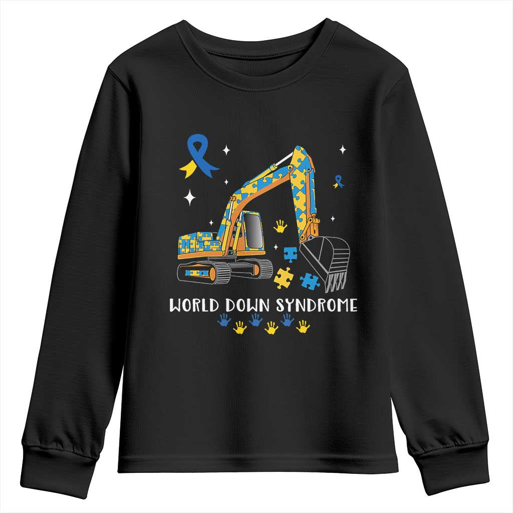 World Down Syndrome Awareness Day Bulldozer Youth Sweatshirt TS02 Black Print Your Wear