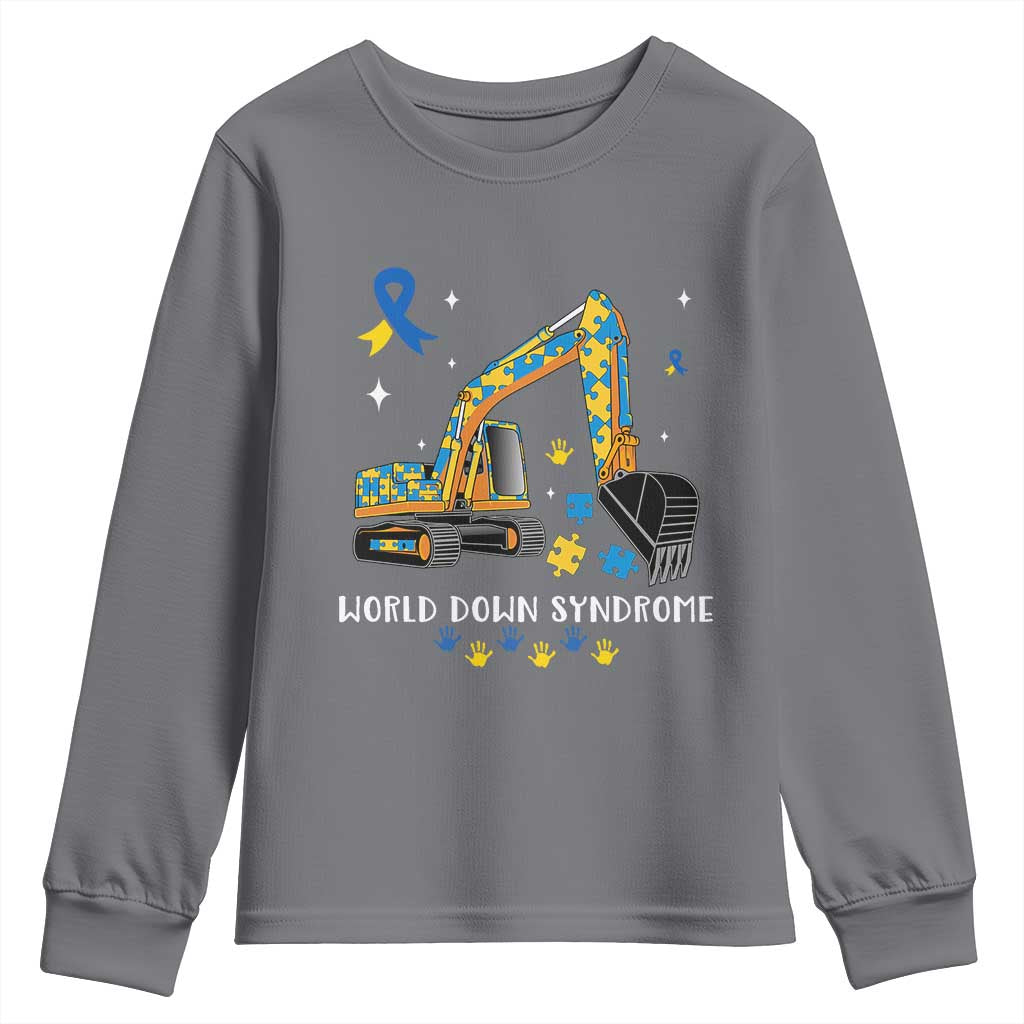 World Down Syndrome Awareness Day Bulldozer Youth Sweatshirt TS02 Charcoal Print Your Wear