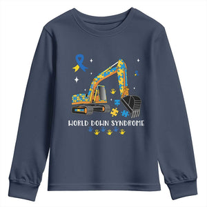 World Down Syndrome Awareness Day Bulldozer Youth Sweatshirt TS02 Navy Print Your Wear