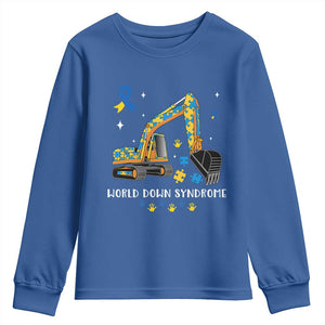 World Down Syndrome Awareness Day Bulldozer Youth Sweatshirt TS02 Royal Blue Print Your Wear