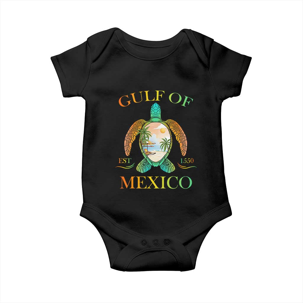 Gulf Of USA Est 2025 Baby Onesie Funny Turtle Beach Vibe TS02 Black Print Your Wear