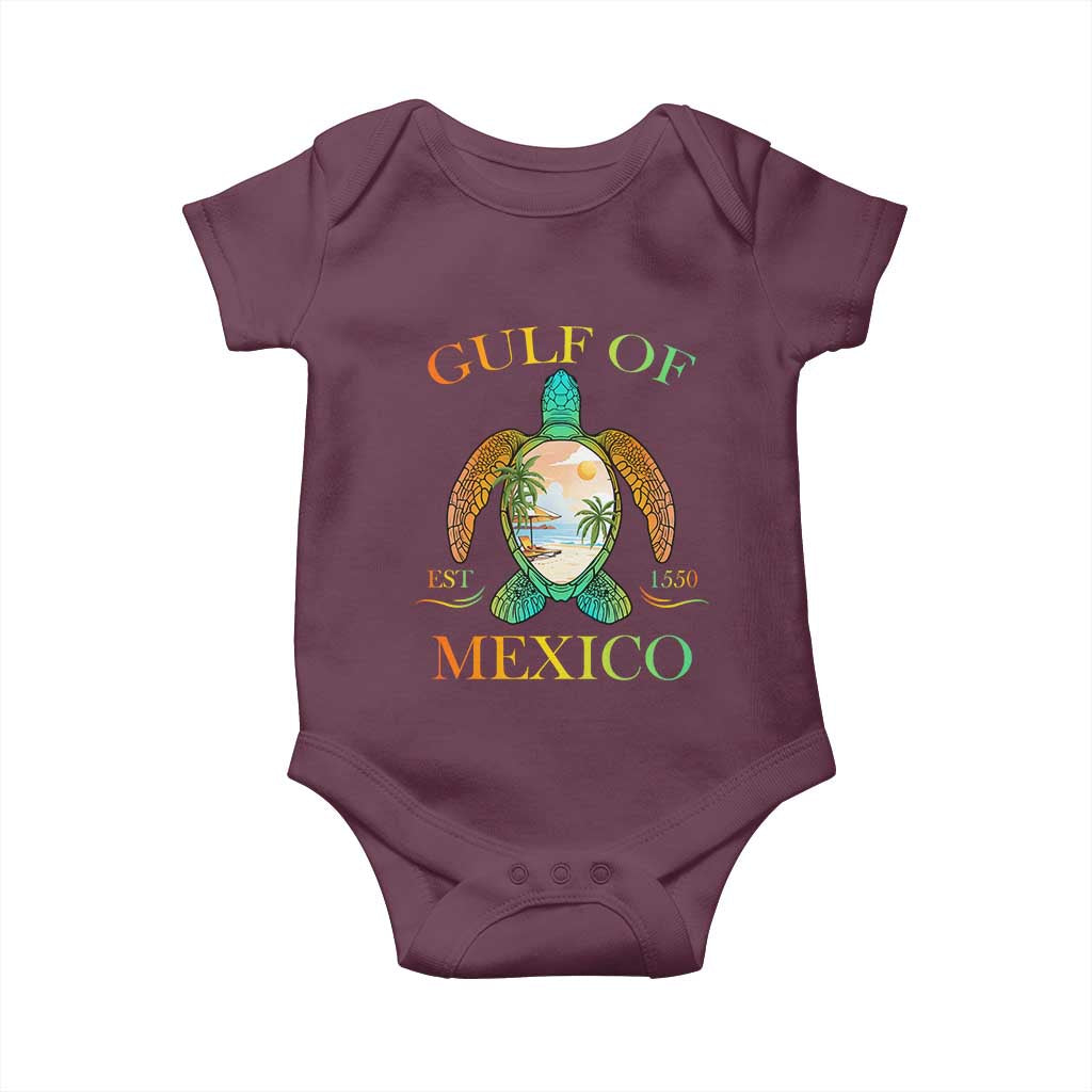 Gulf Of USA Est 2025 Baby Onesie Funny Turtle Beach Vibe TS02 Maroon Print Your Wear