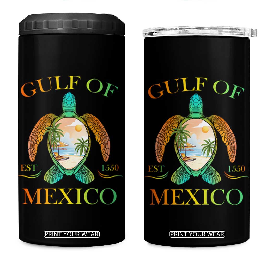 Gulf Of USA Est 2025 4 in 1 Can Cooler Tumbler Funny Turtle Beach Vibe TS02 One Size: 16 oz Black Print Your Wear