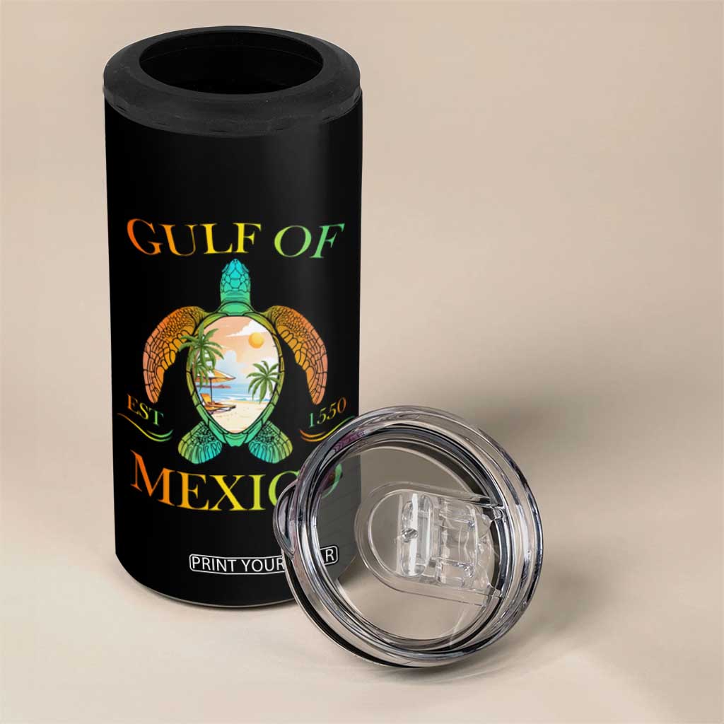Gulf Of USA Est 2025 4 in 1 Can Cooler Tumbler Funny Turtle Beach Vibe TS02 Print Your Wear