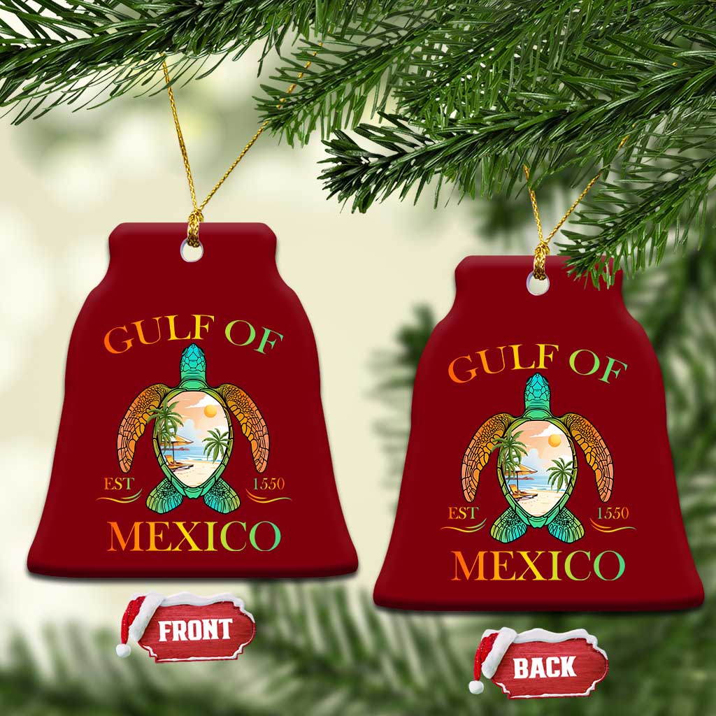 Gulf Of USA Est 2025 Ceramic Ornament Funny Turtle Beach Vibe TS02 Print Your Wear