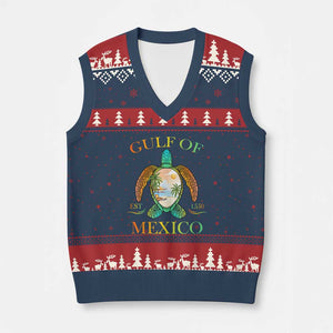 Gulf Of USA Est 2025 V-Neck Knit Sweater Vest Funny Turtle Beach Vibe TS02 Navy Red Print Your Wear