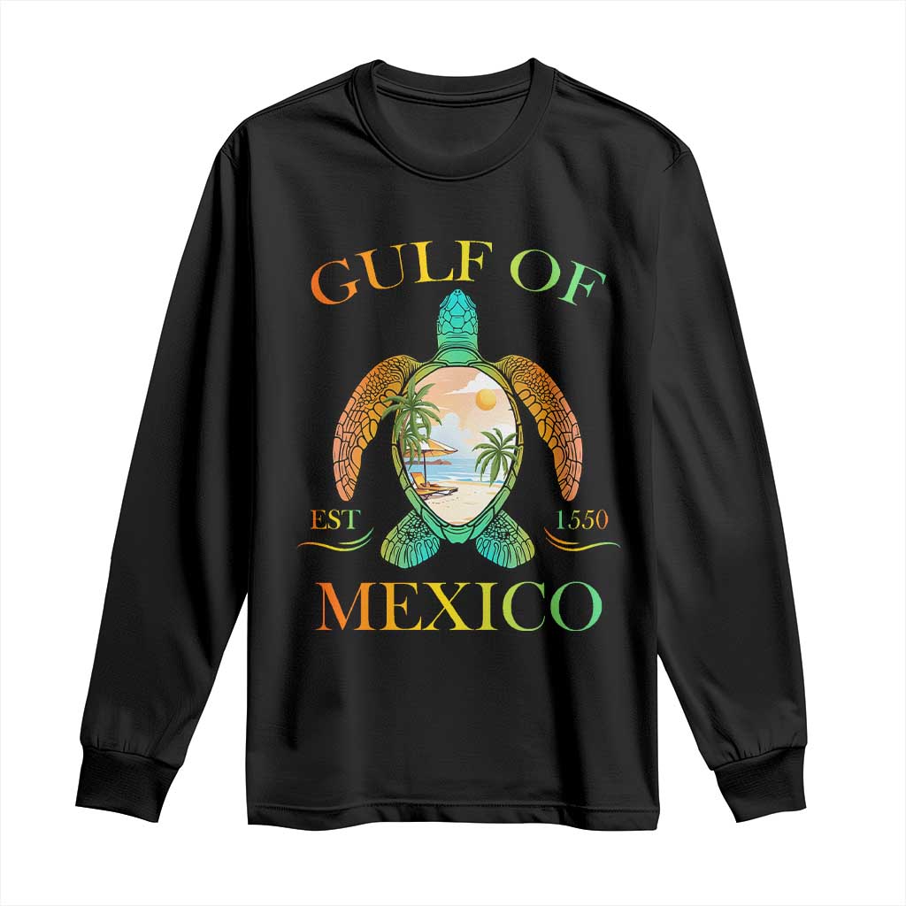 Gulf Of USA Est 2025 Long Sleeve Shirt Funny Turtle Beach Vibe TS02 Black Print Your Wear