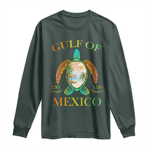 Gulf Of USA Est 2025 Long Sleeve Shirt Funny Turtle Beach Vibe TS02 Dark Forest Green Print Your Wear