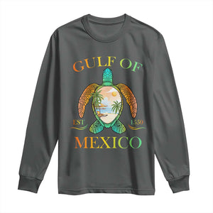 Gulf Of USA Est 2025 Long Sleeve Shirt Funny Turtle Beach Vibe TS02 Dark Heather Print Your Wear