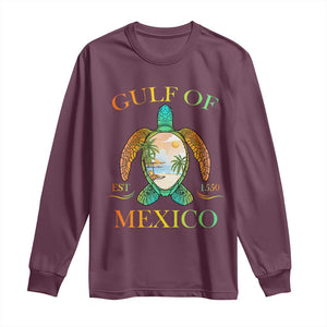 Gulf Of USA Est 2025 Long Sleeve Shirt Funny Turtle Beach Vibe TS02 Maroon Print Your Wear