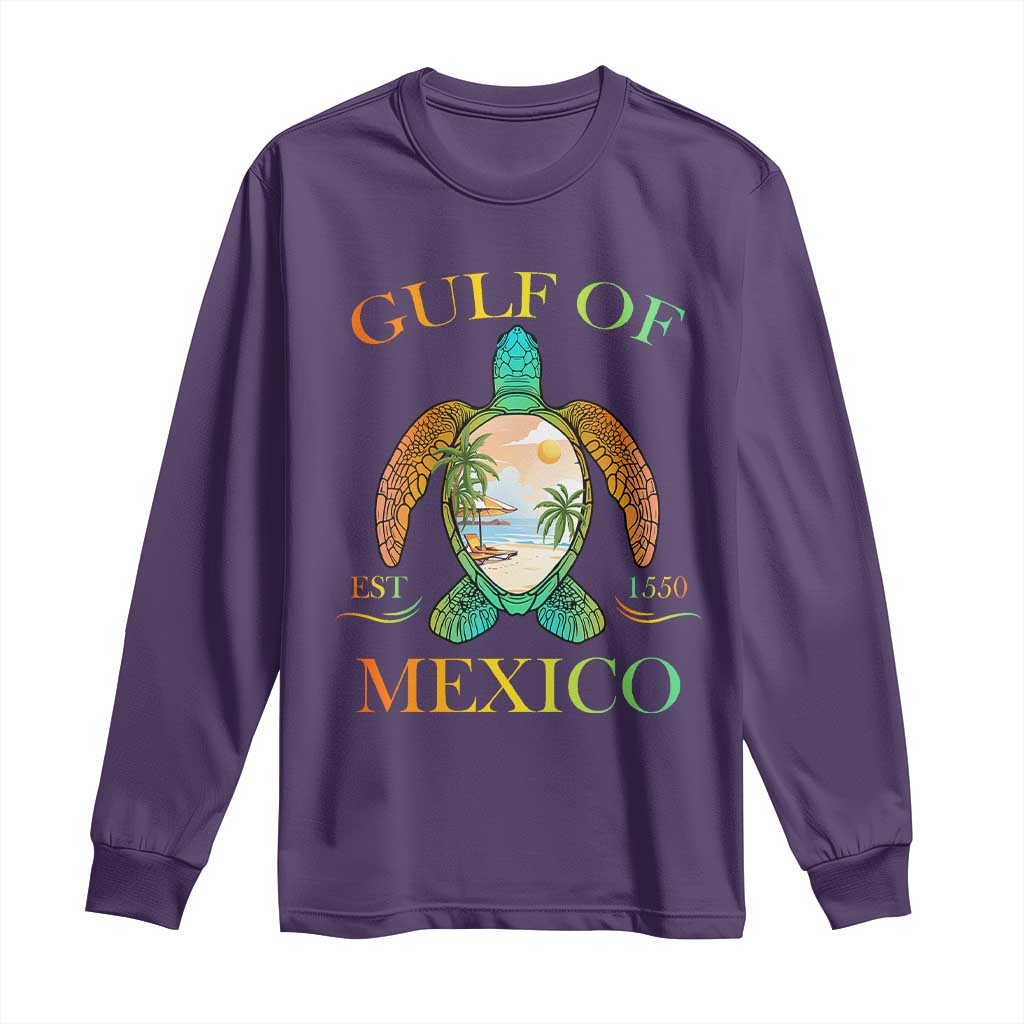 Gulf Of USA Est 2025 Long Sleeve Shirt Funny Turtle Beach Vibe TS02 Purple Print Your Wear
