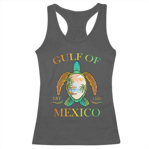 Gulf Of USA Est 2025 Racerback Tank Top Funny Turtle Beach Vibe TS02 Dark Heather Print Your Wear