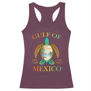 Gulf Of USA Est 2025 Racerback Tank Top Funny Turtle Beach Vibe TS02 Maroon Print Your Wear