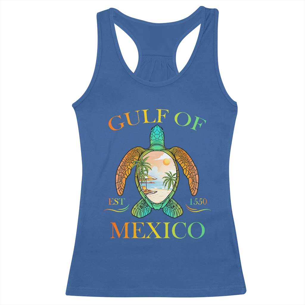 Gulf Of USA Est 2025 Racerback Tank Top Funny Turtle Beach Vibe TS02 Royal Blue Print Your Wear