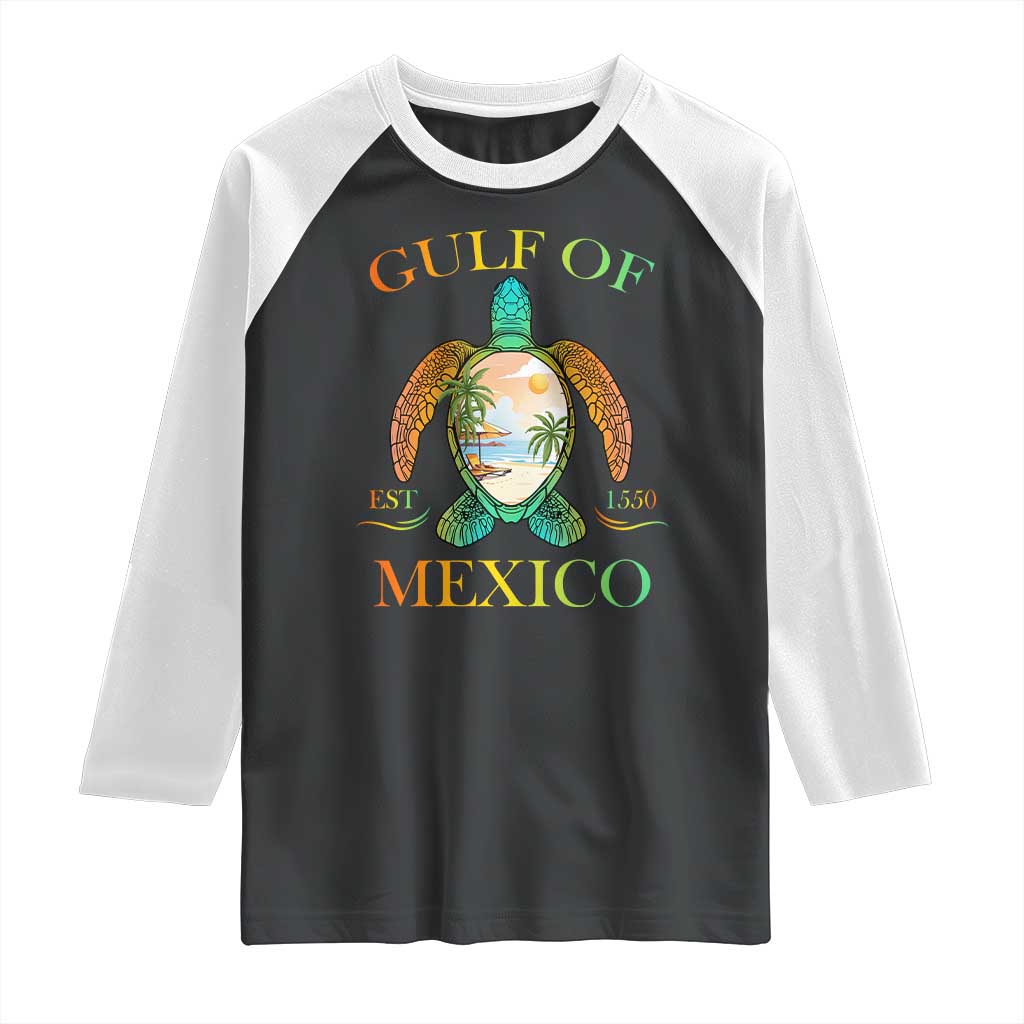 Gulf Of USA Est 2025 Raglan Shirt Funny Turtle Beach Vibe TS02 Black White Print Your Wear