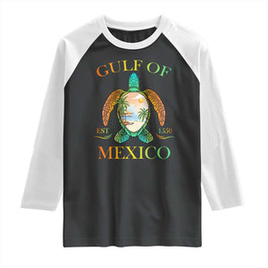 Gulf Of USA Est 2025 Raglan Shirt Funny Turtle Beach Vibe TS02 Black White Print Your Wear