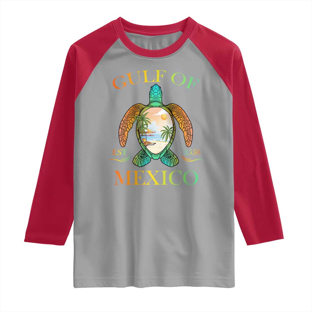 Gulf Of USA Est 2025 Raglan Shirt Funny Turtle Beach Vibe TS02 Sport Gray Red Print Your Wear
