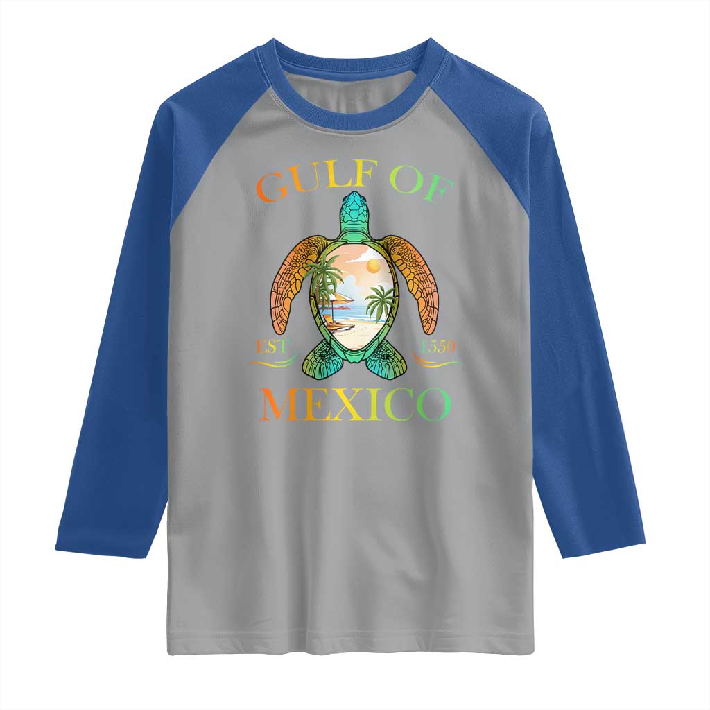 Gulf Of USA Est 2025 Raglan Shirt Funny Turtle Beach Vibe TS02 Sport Gray Royal Print Your Wear