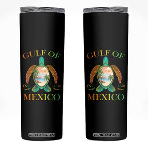 Gulf Of USA Est 2025 Skinny Tumbler Funny Turtle Beach Vibe TS02 Black Print Your Wear