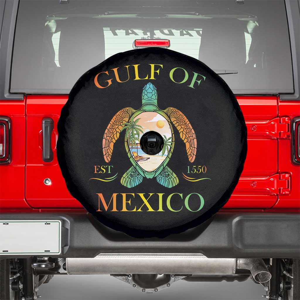 Gulf Of USA Est 2025 Spare Tire Cover Funny Turtle Beach Vibe TS02 Black Print Your Wear