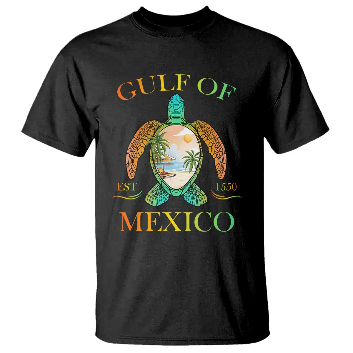 Gulf Of USA Est 2025 T Shirt Funny Turtle Beach Vibe TS02 Black Print Your Wear