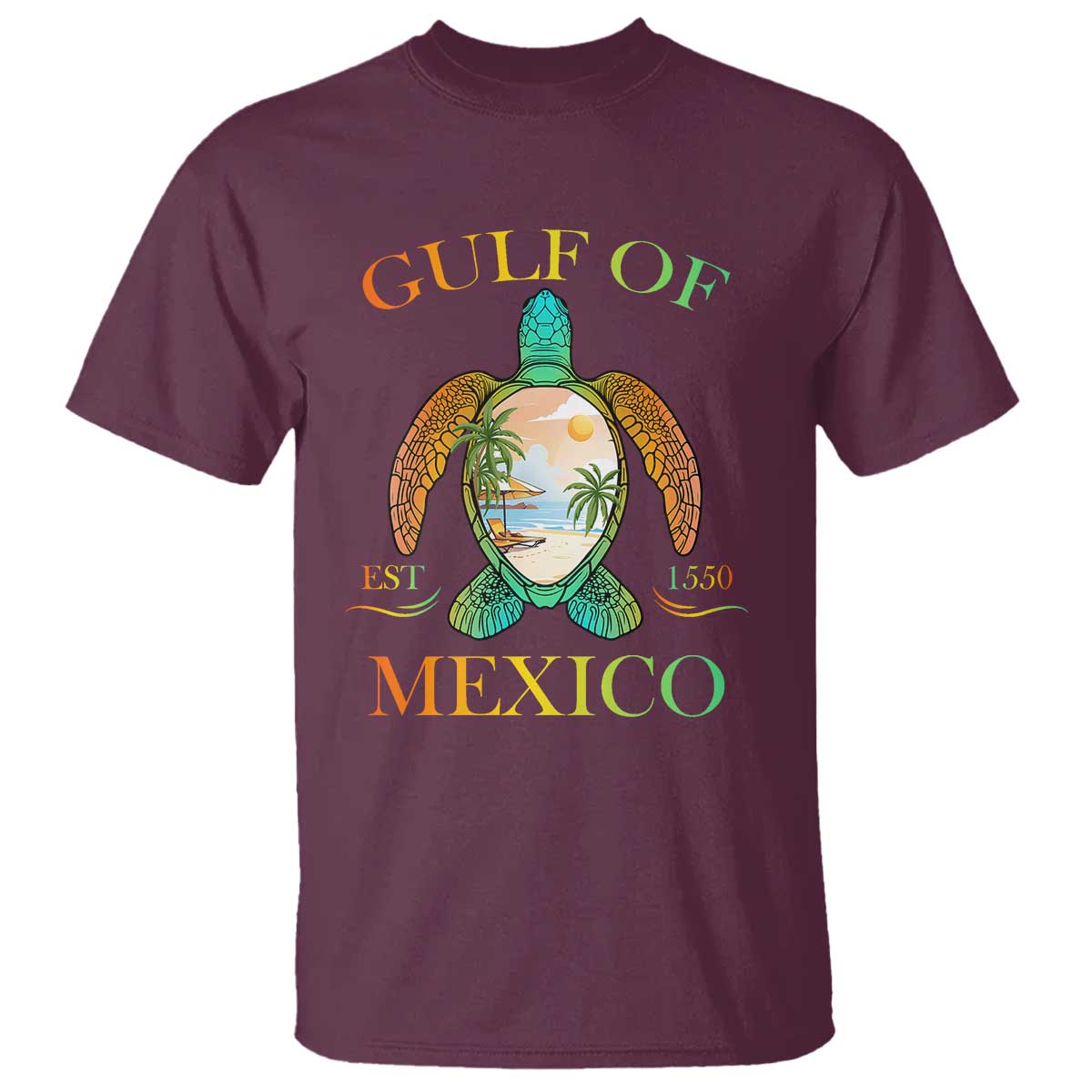 Gulf Of USA Est 2025 T Shirt Funny Turtle Beach Vibe TS02 Maroon Print Your Wear