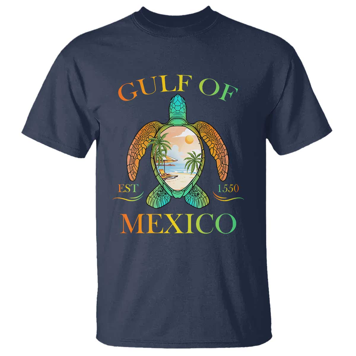 Gulf Of USA Est 2025 T Shirt Funny Turtle Beach Vibe TS02 Navy Print Your Wear