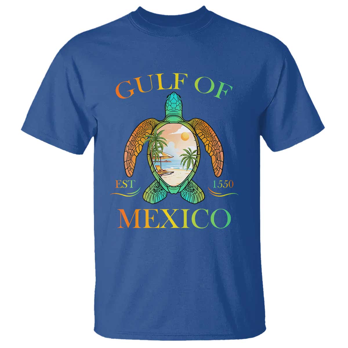 Gulf Of USA Est 2025 T Shirt Funny Turtle Beach Vibe TS02 Royal Blue Print Your Wear